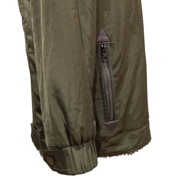 Anthropologie Joni Aviator Moto Jacket Olive Sherpa-lined Women's Size M Petite - Picture 13 of 16